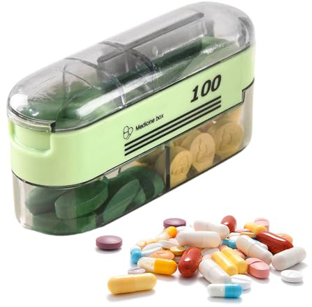 Coupe Comprimé Splitter Coupe Médicaments Réglable et Accessoires | Mini Découpeur Pilules pour Soins aux Personnes Âgées Bureau