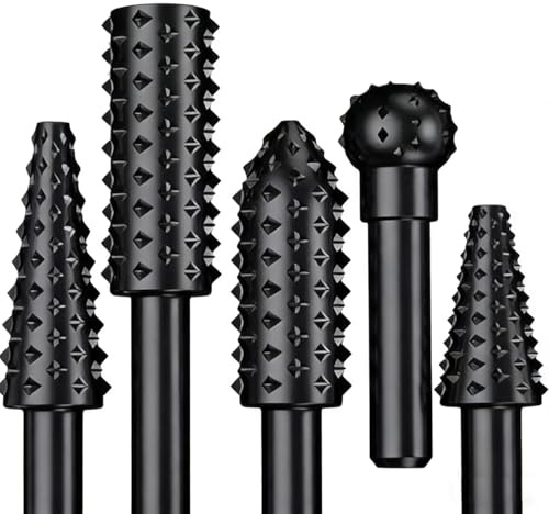 5-Piece Wood Carving Rotary Burr Set, Alloy Steel Shaping Bits for Drills & Tools