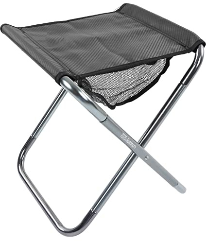 Dilwe Hopfällbar Utomhuspall, Bärbar Campingpall med Ram i Aluminiumlegering för Flygplan och Tät Jacquardduk, för Picknick, Fiske och Resor (Silvergrå)