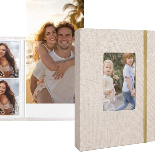 SLIAXINT 2 Stück Fotoalbum Einsteckalbum 13x18, Fotoalbum zum Einstecken, Fotobuch zum Selbstgestalten, Photo Album mit Fenster, 26 Seiten mit 52 Fotos, für Familie Hochzeit Reise (Beige)