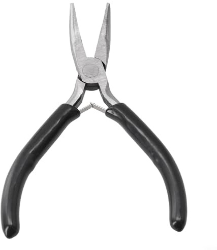 UrbanHui - Pequeños alicates de punta redonda y alicates de punta de aguja para hacer joyas, reparación, manualidades, cabeza de pinza de acero inoxidable con mango de PVC (alicates de punta doblada)