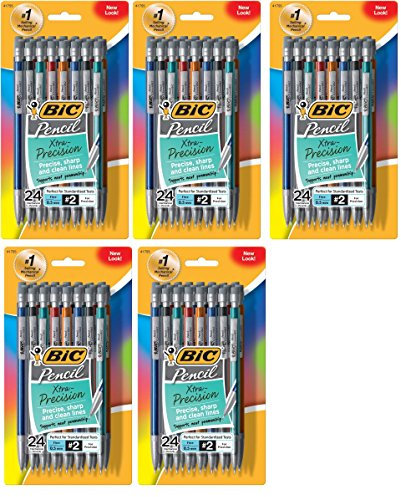 BIC Bleistift Xtra Präzision (Metallic Barrels), feine Spitze (0,5 mm), frischen Atem _ _ _ 5 Stück _ _ _