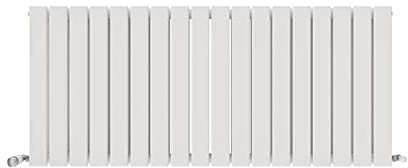 iBathUK Apex Wall Mounted Horizontal Double Slim Flat Panel Radiator, 18-Column Steel, Hydronic Central Heating, High Thermal Output, Modern Designer Radiator for Bathroom in Matt White, 600x1368 mm