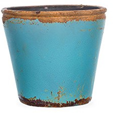 Sandra Rich Vintage Glas-Teelichthalter Flower Pot- eisblau 10/11 cm