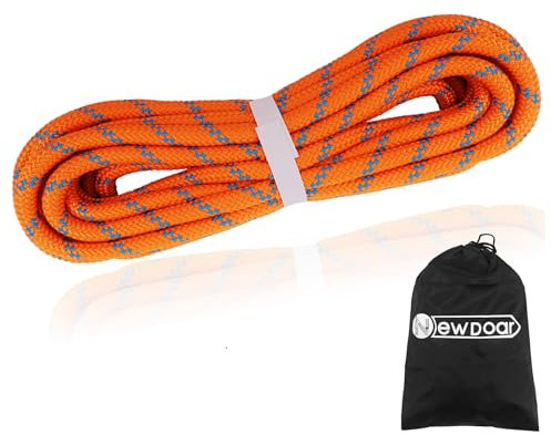 NewDoar Outdoor-Seil 14KN 8mm(5/16 in) Hochfestes Zubehörseil Doppelt geflochten Multifunktionales Seil für Camping, Wandern, Angeln, Lastentransport, Hängematten, Zelte(Orange 8mm,50ft)