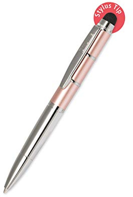 Online Drehkugelschreiber und Eingeabestift in einem, mit Metallclip, D1-Standardmine, Piccolo Stylus Rosegold, 2in1 Mini-Kuli fürs Portemonnaie, blauschreibend, Stylus Tip für Touchscreens