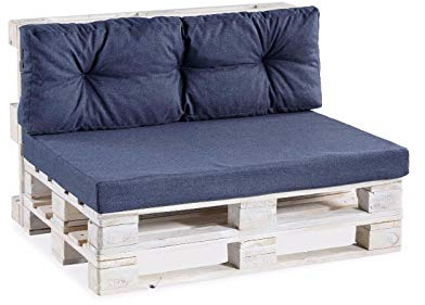 Gutekissen® Cojines para palets Cojines para palets PPF (Cojín del Asiento 120x60 Suave, Azul Oscuro)