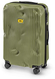 CRASH BAGGAGE Gestreifter Trolley-Koffer, Oliv/Blatt für mich (Leaf It to Me), Medium
