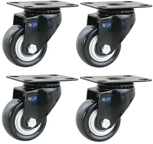 Pro-Lift-Werkzeuge 4 Stück Lenkrollen je 45 kg Durchmesser 50 mm Gummirollenbelag Möbelrollen Transportrollen lenkbar 4x Rollen