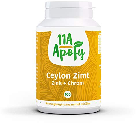 1A-Apofy | Ceylon-Zimt Zink + Chrom | 1.500 mg Zimt pro Tagesdosis | ohne Magnesiumstearate | 100 Kapseln