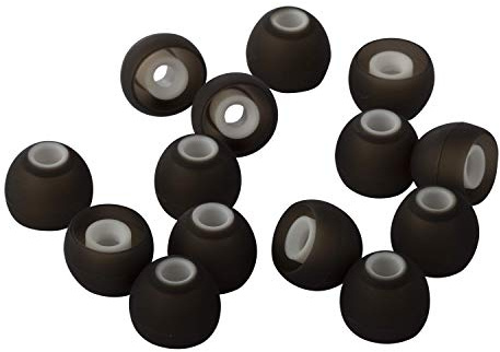 Xcessor 7 Pairs (14 Pieces) of Silicone Replacement In Ear Earphone Earbuds. Replacement Ear Tips for Popular In-Ear Headphones. (M, Black/White)