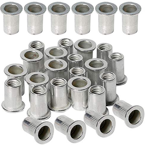 Metric M8 Aluminum Rivet Nut Threaded Rivet Insert Nuts Nutsert Rivnuts M8-1.25mm 40-Piece