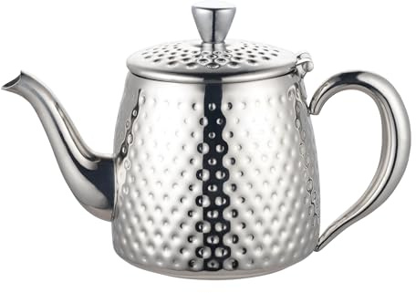 Café Olé SDT-048 Sandringham Teapot, 48oz (1.35 litres) Mirror Polished 18/10 Stainless Steel with Hammered Finish