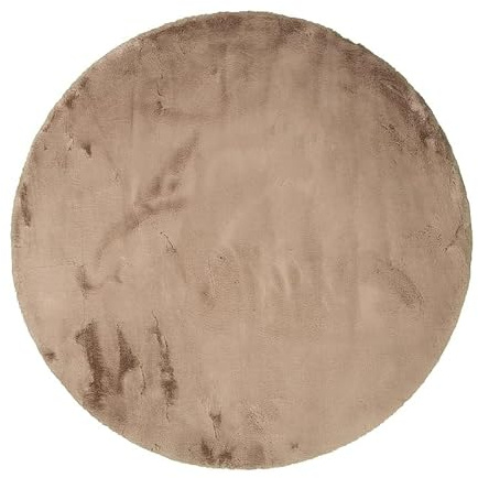 Hochflor Teppich Rund - Comfy Supreme Taupe - Ø 160 cm | Shaggy, Einfarbig - Ländlich, Modern, Skandinavisch - Wohnzimmer, Esszimmer, Schlafzimmer - Fellteppich