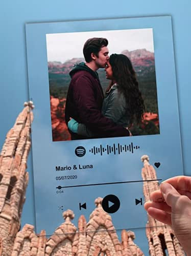 SAQUITOMAGICO Spotify.-Placa de Metacrilato Personalizada con Foto y cancion escaneable.Impresion Digital UVI (Solo Placa)