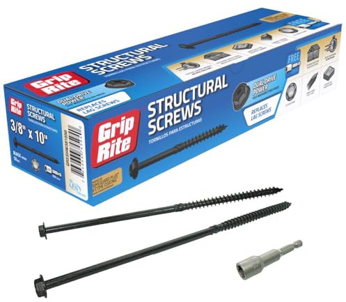 Grip-Rite GRSSHW381050 3/8 x 10 Structural Screw Dual Drive Power Hex Washer Star Drive Head 50CT