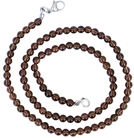 Generisch Taddart Minerals – Braun Transparente Halskette aus dem natürlichen Edelstein Rauchquarz mit 4 mm Kugeln und 45cm Länge – handgefertigt