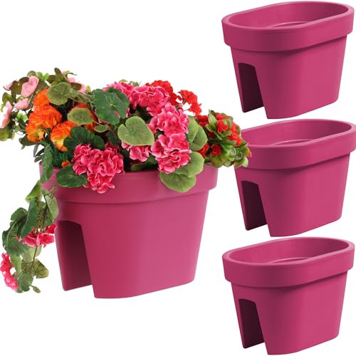 botle Satz von 3 Stück Balkonkiste Blumenkasten Geländerkasten Balkonkasten Geländertopf 39,5 cm | 12,3 L Fuchsia Balkon-Blumenkasten oval
