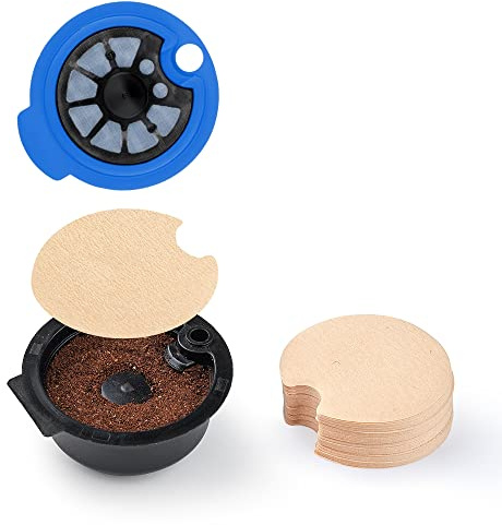 Benfuchen Lot de 200 filtres à café jetables pour disques à café réutilisables Tassimo, filtres en papier de rechange pour capsules de café rechargeables Bosch Tassimo, non blanchi, 2 pièces