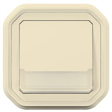 Poussoir NO-NF lumineux avec porte étiquette Plexo Legrand - 10A - IP55 - Complet- Beige