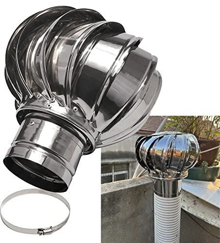 Kaminaufsatz Für Ofenrohr Ø 110 150 160 250mm Drehend Auspuffdeckel Aus Edelstahl Kaminabdeckung Mit Windantrieb, Wetterschutz-Lüftungsaufsatz Mit Schlauchschelle, Null Stromverbrauch ( Size : 110mm(4