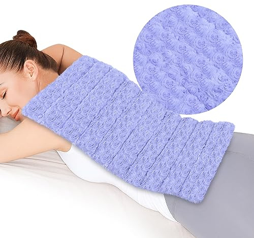 REVIX Extra Large Heating Pad Microwavable for Back with Moist Heat, Microwave Heated Wrap for Full Back, Neck Shoulder and Muscles, Rose Velvet XXL Rice Bean Bag