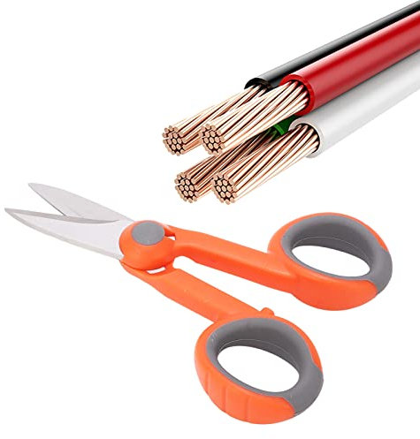 Glasfaser Kevlar Schere, Abisolierwerkzeug für Arbeitstechniker, Edelstahl Elektrikerschere mit Ergonomischem Griff für die Kabelfernsehtechnik