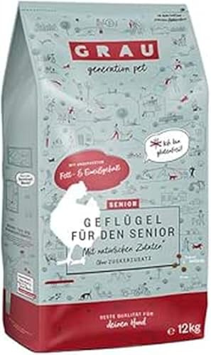 GRAU Torrfoder med fågel för känsliga äldre hundar, glutenfritt, originalprodukt, 1-pack (1 x 12 kg)