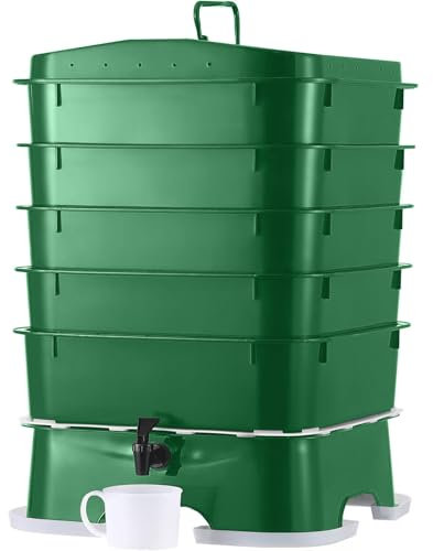 Vermihut ® Plus US Made 5 Bandeja de lombricompostaje, Forest Green, diseño sostenible para interior y exterior, contenedor para el inicio del vermicompostaje, reciclaje de residuos de alimentos