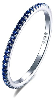 LES FOLIES DI PAOLA GRIECO Anello Veretta Girodito Blu Zaffiro in argento 925 rodiato - Rainbow Collection (US 7 - ITA 14)