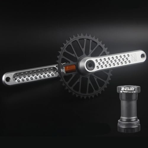 LSRRYD 165mm 170mm 175mm Kurbelgarnitur 40T 42T 44T 46T 48T Einfache Geschwindigkeit GXP Faltrad Rennrad Kurbelarm Set 68 73 BB Aluminium Kurbel Garnitur (Color : Silver 175mm, Size : 48T)