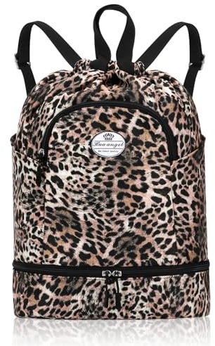 HUA ANGEL Leichter Rucksack Mit Kordelzug Sportrucksack Damen Mit Schuhfach Und Nassfach Wasserdichter Beutel Mit Kordelzug Für Reise Schwimm Training Beach Yoga Basketball FußBall