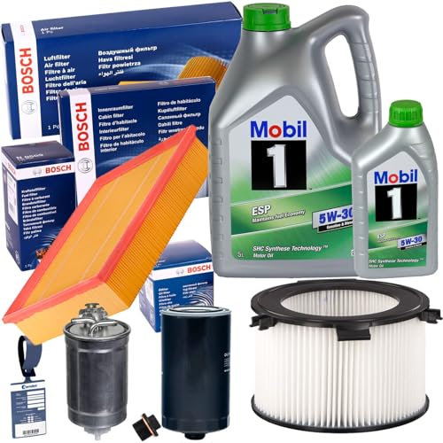 BandelOne enthält Filterset+Mobil 5W30 Öl passend für T4 Bus Transporter 2.4 D+2.5 Tdi