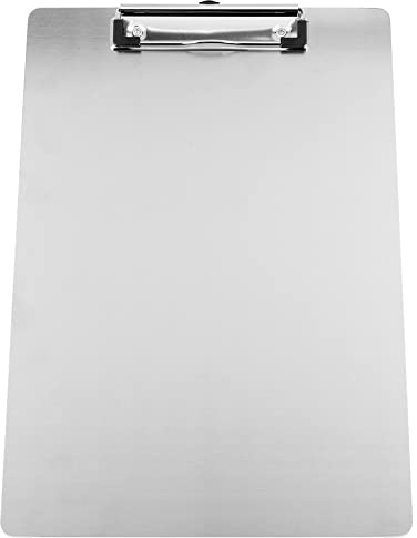 Aboiledy Metallische A4 Zwischenablage mit Rostfreiem Stahlclip, Edelstahl Schreibbrett Klemmbrett A4 Clipboard, Doppelseitiges Klemmbrett für Rechnungs/Letter/Geschäftliches/Akademisches 31.5*22.3cm