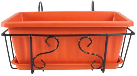 Toddmomy 1 Satz Gemüsetopf Balkon Garten Topf Blumentopf Pflanzkasten Mit Untersetzer Hängetöpfe Balkon Übertopf Blumenkasten Balkongeländer Rot Schmiedeeisen Zaun Plastik, KIJXKP4025WB06493X8ODLTI