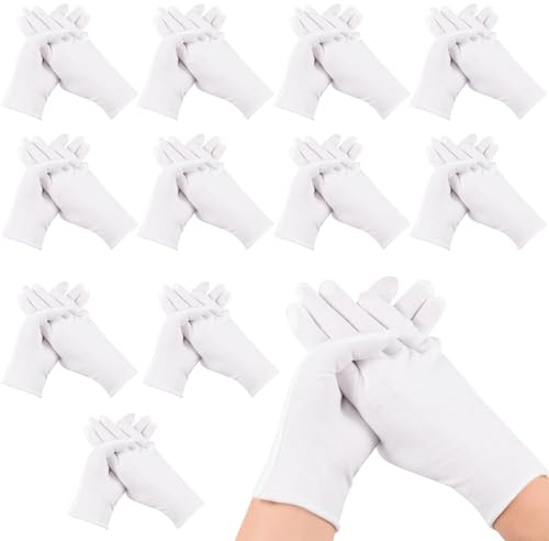 48 Pcs White Cotton Gloves for Overnight Moisturising, Dry Hand Eczema, Soft Coin Jewelry Inspection & Serving Gloves