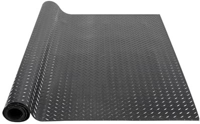 VEVOR Diamond-Plate Rubber Flooring Roll, 3 mm x 4 ft x 10 ft Garage Floor Mat, SBR, Easy to Clean, Diamond Plate Rubber Mat for Under Cars, Garage Industry Gym, Black
