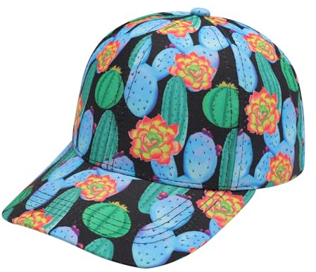 ZLYC Blommig baseballkeps för kvinnor mode blommor andas basebollkeps, Kaktus svart, one size