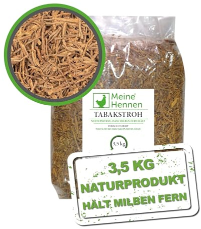 MeineHennen - Tabakstroh 3,5kg im Sack - Natürliches Einstreu für Hühnernester, zur Unterstützung bei einem Laus und Milbenbefall, ideal für Hühner, Wachten und anderes Geflügel