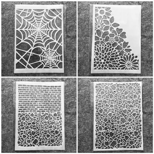 Schablonen zum Malen, A4, 29 cm, Spinnennetz, unregelmäßiges Muster, wiederverwendbar, Kunsthandwerk Schablonen für Holz, Wand, Stoff, Stein, Kreidetafel, Beschilderung, Kunstprojekte zur