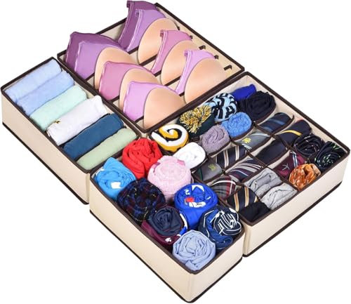 7 Pezzi Organizzatore Cassetti Organizer Intimo Armadio Ordinette Armadio Porta Mutande Calzini da Cassetto Contenitori Drawer Biancheria Intima Cassetta Cestino Comodino Cassettiera Sock Custodia