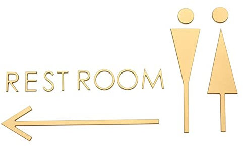 CHFYIJYHM Badezimmerschild-Dekoration, Toilettenschilder aus gebürstetem Aluminium, modernes Toilettenschild for Männer und Frauen, for Büro-Badezimmer-Toilettenwand, einfache Montage