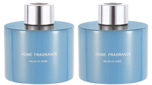 sourcing map 2pcs Empty Glass Diffuser Bottle 140ml/4.7oz Refillable Fragrance Accessories Aromatherapy Jar Container for Replacement Reed Diffuser DIY Home Bathroom Blue with Silver Tone Cap