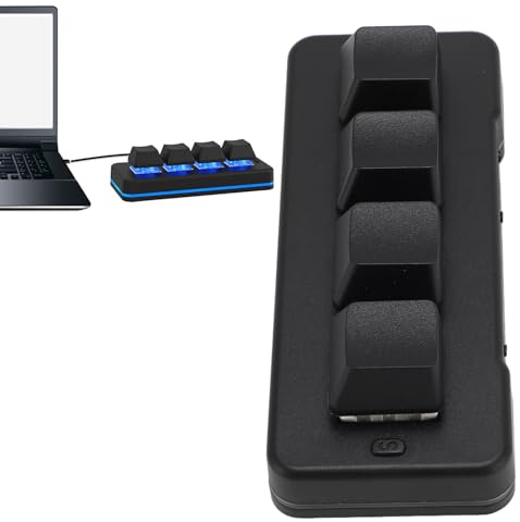 Topiky Mini 4 Key Keypad Mechanical Gaming Keyboard, Wireless 2.4G, Bluetooth, Wired USB Three Modes RGB Backlit Mini Programmable Macro Keypad, One Handed Standard Keyboard