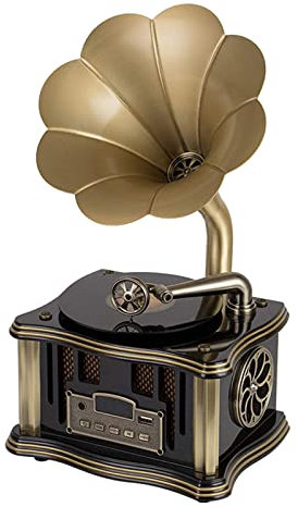 JFNHUTL Gramophone Record Player Retro Turntable with Wireless Speakers,Player/FM Radio/USB, Bluetooth 4.2 e