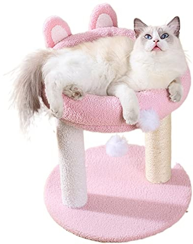 HXFFXHF Cat Tree for Large Cat Cat Climbing Frame Three Layers Cat Tree House Rabbit Ear Cats Scratcher Cute Cat Scratcher Board with Wool Ball Toy for Mobile Pets cat vision
