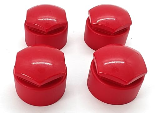 Partsdealers Wheel Nut Covers - Durable Bolt Covers Caps (4, Red, 24mm Locking)
