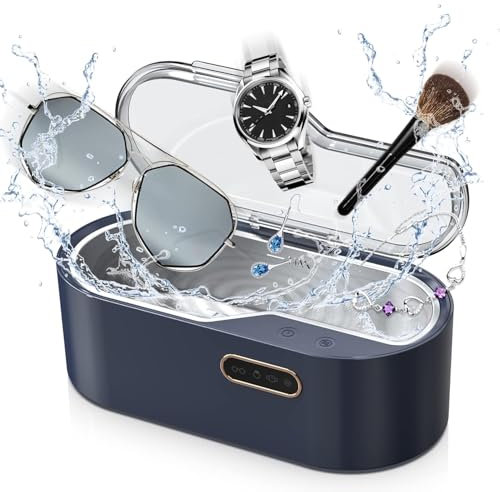 Limpiador Ultrasonidos, 450ML Limpiador Ultrasónico para Gafas, 45000Hz Limpiador Joyas Ultrasonidos Profesional para Relojes, Dentaduras,Anillos, Collares