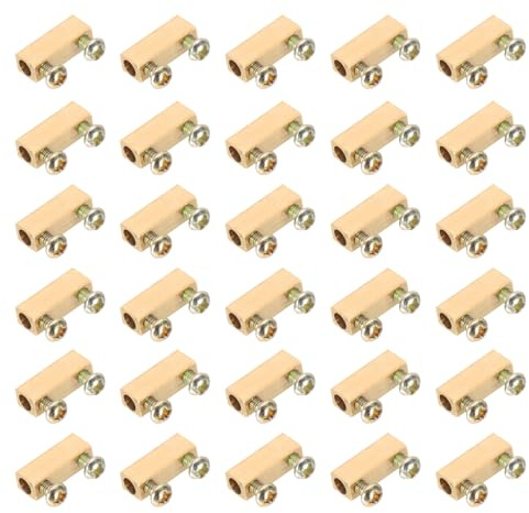 PATIKIL 15.2x4.6x6.1mm Drahtverbinder Mutternklemme, 30 Stück 10 A Messing Verbindungsklemme Schnellverdrahtung Anschlussklemme Schrauben-Set, Messingfarben