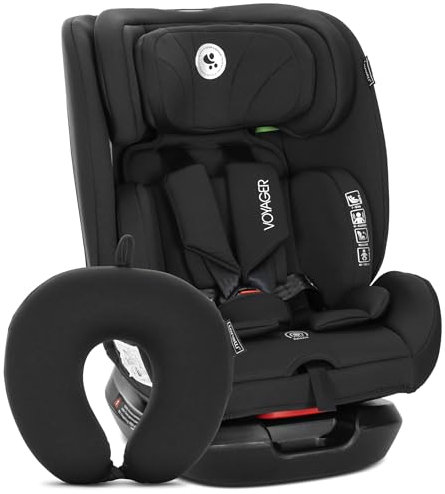Lorelli Mitwachsender Kindersitz i-Size 40-150cm, Baby Autositz Voyager, Gruppe 0+/1/2/3, Autokindersitz ab Geburt bis 12 Jahre, 0-36 kg, Auto Babysitz ab Geburt, 5-Punkt-Gurt, Schwarz